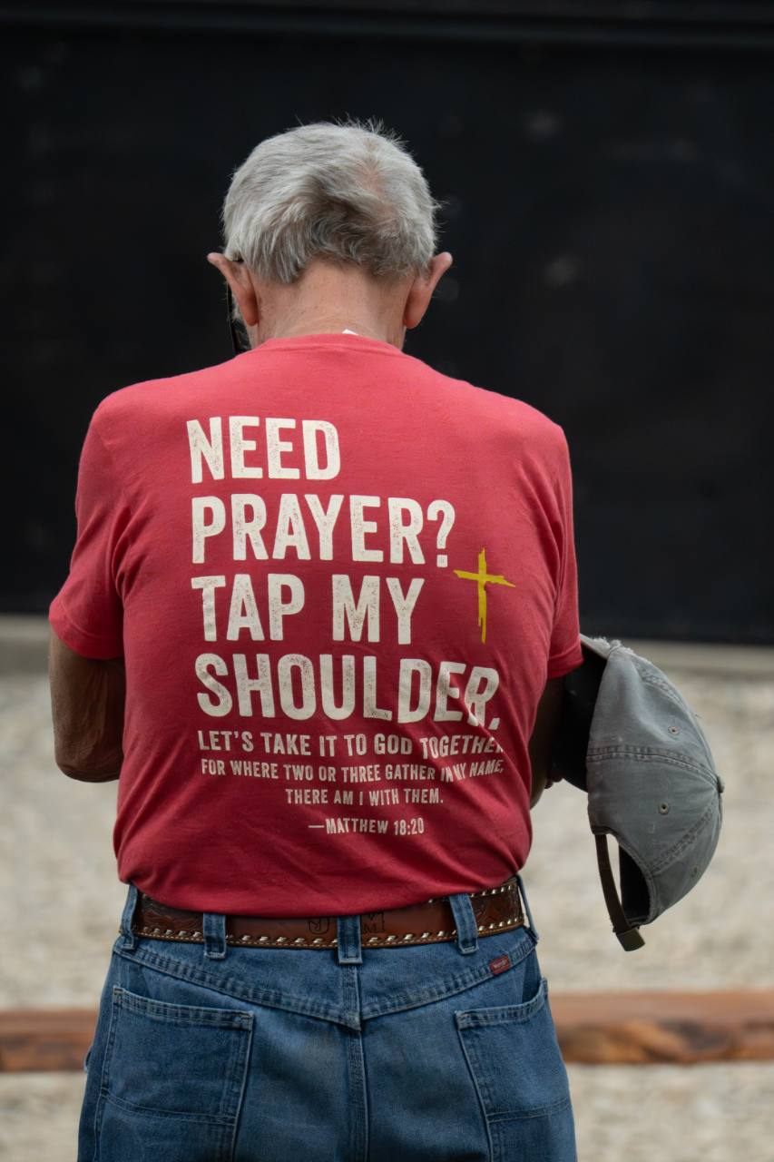 Portrait detail of a red prayer shirt